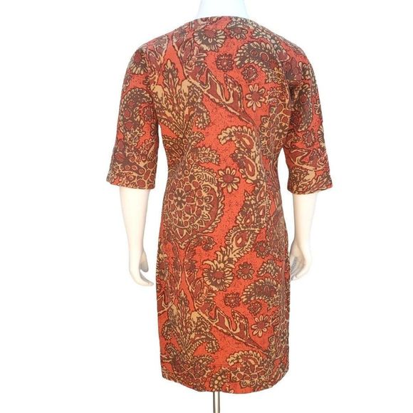 Vintage Cotton Canvas Kaftan Dress 60s 70s Fall Colors 14 16 - Picture 3 of 11